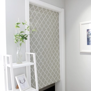Minimalist light green geometric print door curtain for home interior partition