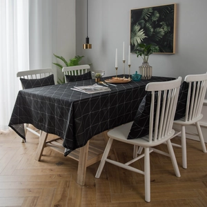 Modern Minimalist Geometric Pattern Tablecloth Cotton Linen Blend Rectangular Table Cover For Dining Room Kitchen Home Decor