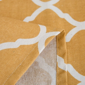 Yellow Moroccan geometric dust cover for fridge and washer with cotton linen texture