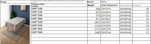 Detailed size chart for square embroidery cotton linen tablecloth with fringe edges