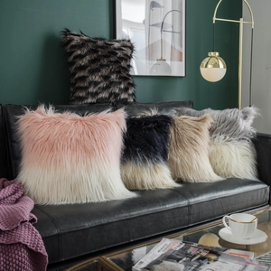 Modern faux fur throw pillow covers with soft shaggy texture for home sofa decoration