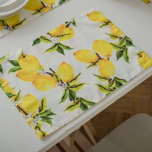 Modern Pastoral Lemon Print Polyester Placemat Rectangular Heat Resistant Table Mat For Kitchen Dining Home Decor