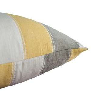 Modern minimalist yarn-dyed striped sofa pillowcase in yellow, grey and white cotton-linen fabric