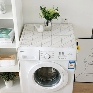 Minimalist geometric square print dust cover for washing machine and refrigerator top