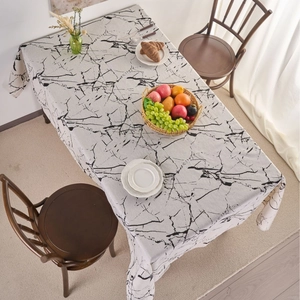 Modern Minimalist Marble Pattern Tablecloth Cotton Linen Blend Rectangular Printed Dustproof Home Dining Table Cover