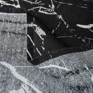 Nordic marble print tablecloth in black and white minimalist cotton linen fabric style