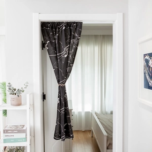 Modern black marble print door curtain in minimalist Nordic style for home partition