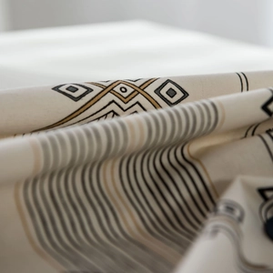 Bohemian geometric printed cotton linen tablecloth with elegant diamond patterns