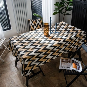 Bohemian gold wave pattern rectangle tablecloth for modern living room dining table