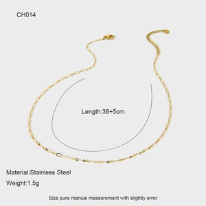 Macro view of gold-plated stainless steel chain necklace with 1.5g weight and 38+5cm length