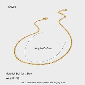 Detailed macro of 40cm stainless steel gold plated twisted rope chain with lobster clasp