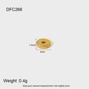 Detalle de la cuenta espaciadora de 6mm de acero dorado con dimensiones DFC266 y peso