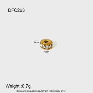 Cuenta espaciadora de acero inoxidable dorado con circonitas para joyería DIY