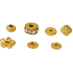 Surtido de cuentas espaciadoras doradas de acero inoxidable para joyería DIY y pulseras