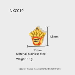 Tableau des tailles détaillé pour pendentif frites en acier de 14,5 mm de haut