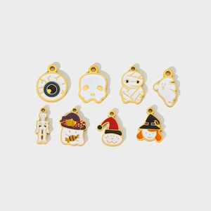 Set of 8 Halloween enamel charms including ghost, mummy and skull for DIY jewelry making