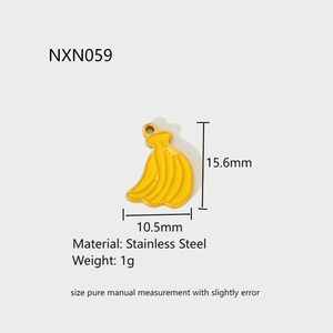 Banana shaped stainless steel pendant detail with NXN059 dimensions 15.6mm by 10.5mm