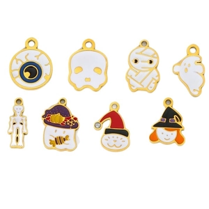 Set of 8 Halloween charms including mummy and ghost pendants for DIY jewelry making