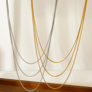 Minimalist 18K gold and silver plated stainless steel cable link necklaces for women