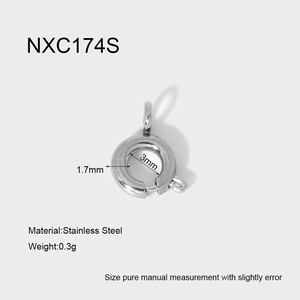 Detailed macro view of a 3mm stainless steel spring clasp jewelry finding component