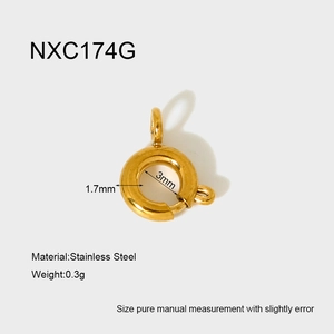 Detailed specs of a 18K gold-plated stainless steel spring ring clasp for DIY jewelry