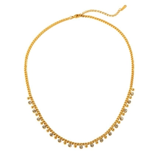 Mohnblumen-Diamant-Edelstahlkette mit 18K Goldbeschichtung und verstellbarer Perlenkette