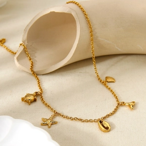 Collana con Ciondolo a Forma di Stella Marina Tartaruga in Acciaio Inossidabile Stile ins Placcata Oro 18K Impermeabile Gioielli