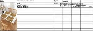 Size chart for yellow striped placemat with heat insulation and dining table dimensions