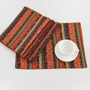 Bohemian Cotton Linen Place Mat Geometric Stripe Heat Resistant Rectangular Table Mat For Kitchen Dining Room Home Decoration