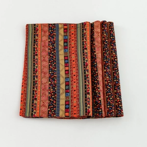 Thick cotton linen placemat with red stripes and bohemian ethnic patterns for table decor