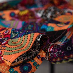 Bohemian printed tablecloth with detailed ethnic patterns and high-quality hemmed edges