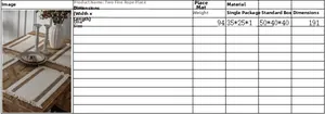 Detailed size chart for woven hemp placemats with fringe and brown stripes texture