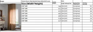 Size chart for khaki washed cotton curtains with white pom-pom trim details