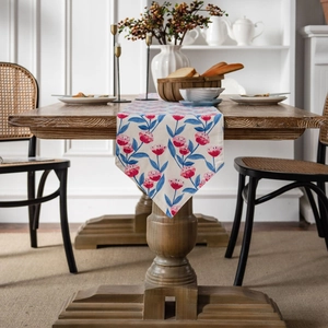 Cotton Linen Table Runner With Tulip Floral Print Decorative Table Runner Placemats Pillowcase For Dining Room Table Decor
