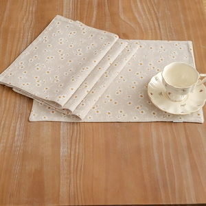 Floral Daisy Print Cotton Linen Table Mats Decorative Rural Style Rectangular Place Mats For Kitchen Dining Room Home