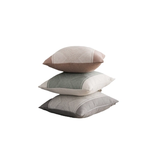 Modern geometric coffee pillow covers in brown and grey woven cotton linen fabric