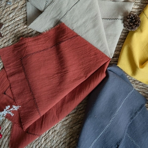 Nordic Washed Cotton Placemat With Frayed Edges And Decorative Zigzag Stitching Solid Color Table Napkin For Dining Decor