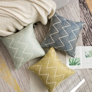 Modern Minimalist Geometric Jacquard Cushion Cover Cotton Linen Square Pillowcase With Invisible Zipper For Sofa Home Decor
