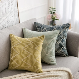Modern jacquard throw pillow covers with geometric wave patterns for living room sofa