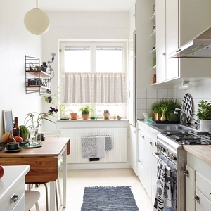 Bohemian style kitchen cafe curtain with geometric patterns and fringe tassels