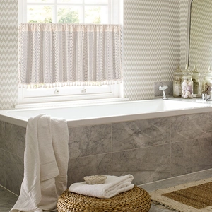 Lace hollow-out cafe curtain with elegant tassels for kitchen and bathroom windows