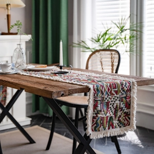 Bohemian Cotton Linen Table Runner With Tassels Geometric Patterns For Dining Room Living Room Home Party Decoration