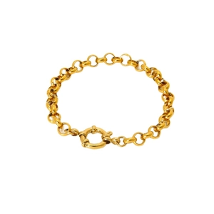 Bracciale in acciaio inossidabile placcato oro 18K con catena Rolo e chiusura a molla