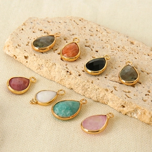 Pendentifs en pierre naturelle en forme de goutte plaqués or 18 carats pour bijoux DIY