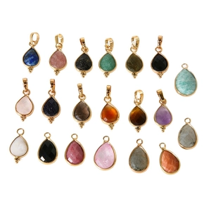 Lot de 20 pendentifs en pierre naturelle en forme de goutte plaqués or 18 carats pour bijoux