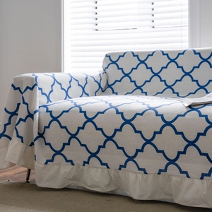 Polyester Ruffle Sofa Cover Geometric Floral Print Furniture Protector For Living Room Home Decor Slipcover Throw Blanket