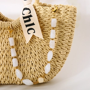 Acrylic natural stone and stainless steel beaded chain for phone and bag accessories