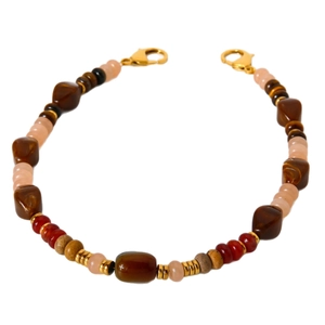 Multifunctional necklace phone strap with acrylic natural stones and stainless steel beads