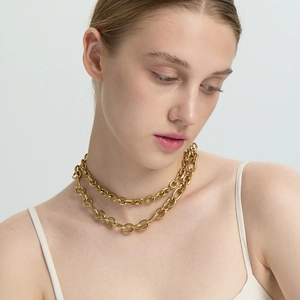 18K Vergulde Roestvrij Stalen Cubaanse Schakel Ketting Waterdicht OT Kapittelsluiting Dikke Ketting Hip Hop Sieraden Voor Dames