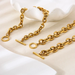 Hip hop stijl 18K vergulde roestvrijstalen grove ketting met stevige OT-sluiting